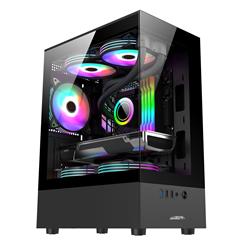 GABINETE SENTEY GAMER H10 VIDRIO LAT Y FRONT NEGRO